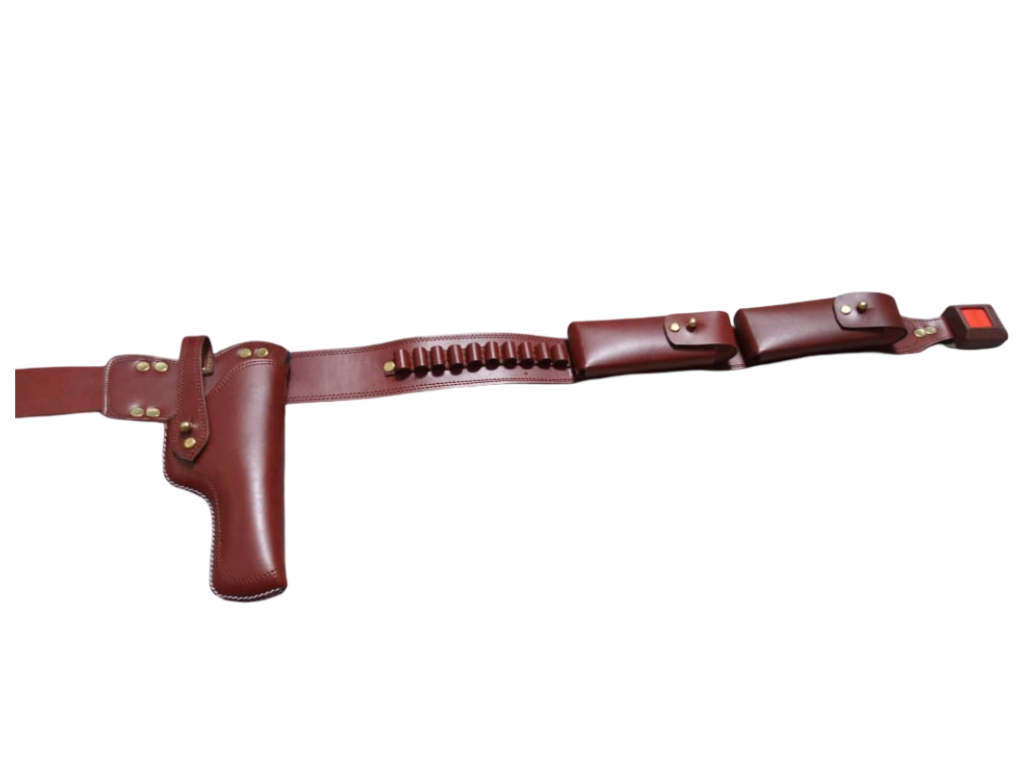 Leather holster with magazine pouch